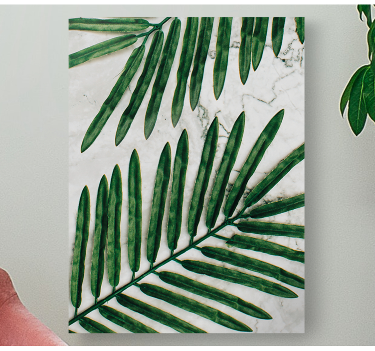 Flowers canvas lush green leaves artwork - TenStickers