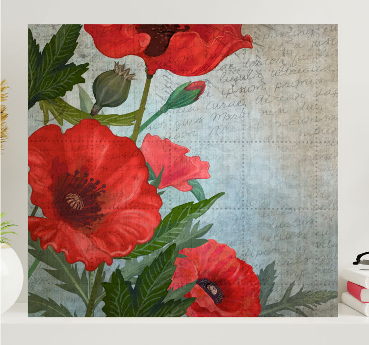 Flowers canvas lush red poppies - TenStickers