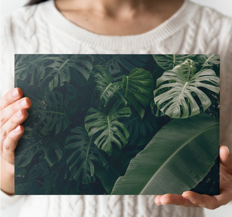 Flowers canvas lush tropical leaves - TenStickers