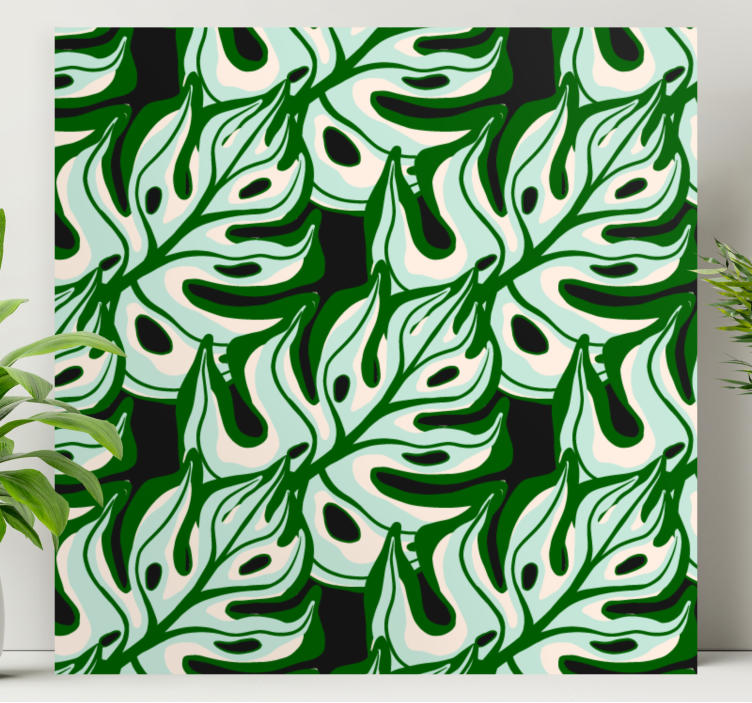 Flowers canvas monstera leaf design - TenStickers