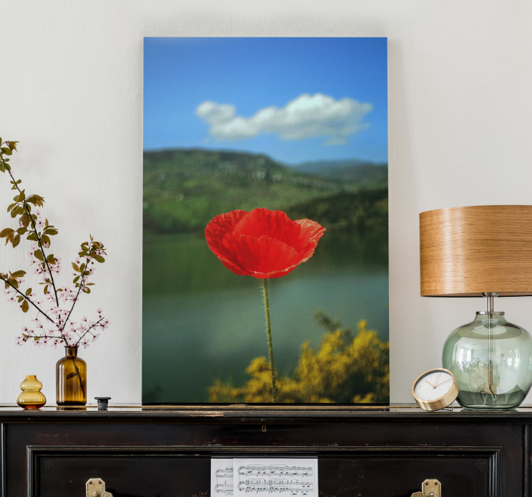 Flowers canvas red poppy bloom - TenStickers