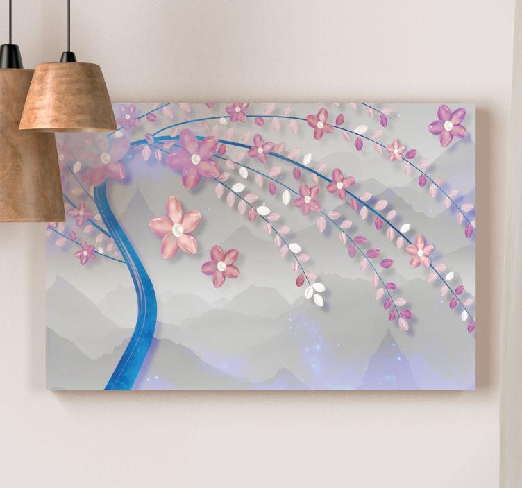 Flowers canvas sakura blossom branch - TenStickers