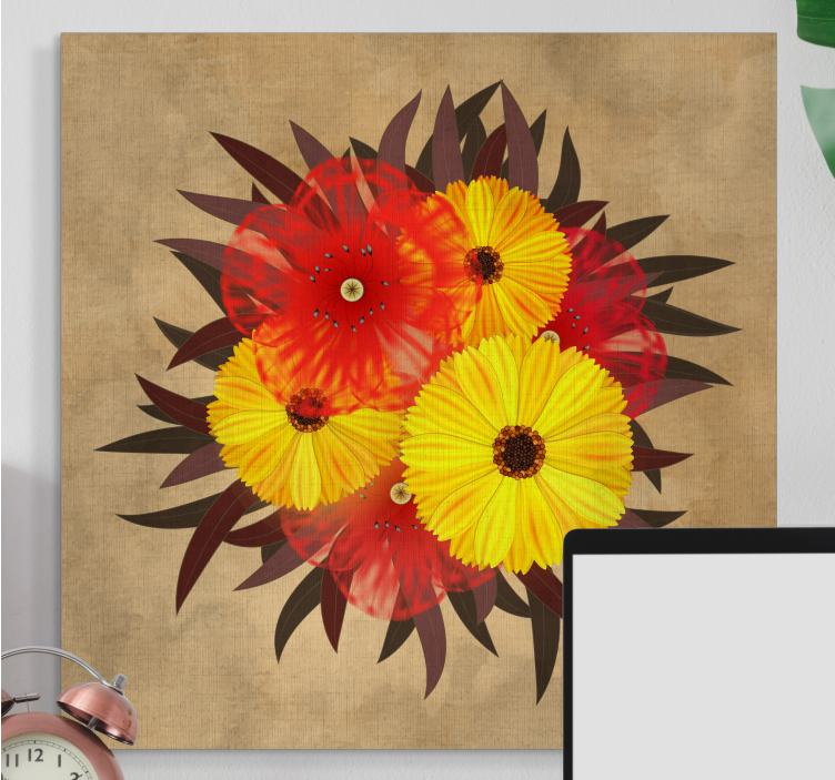 Flowers canvas vibrant bloom composition - TenStickers