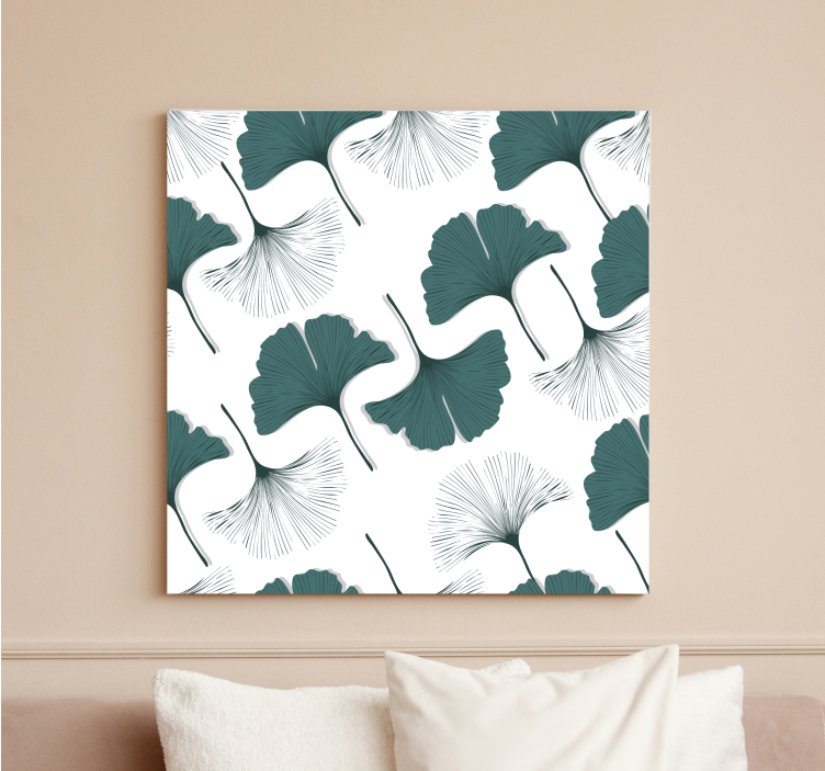 Flowers canvas with ginkgo leaf patterns - TenStickers