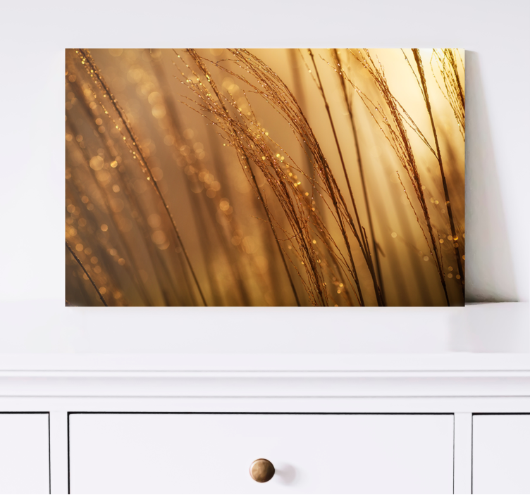 Flowers canvas with golden grass effect - TenStickers
