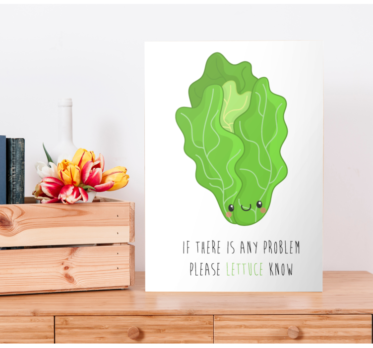 Fruit canvas wall art happy lettuce character - TenStickers