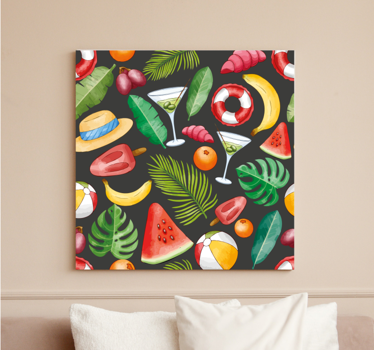 Fruit canvas wall art tropical refreshments theme - TenStickers