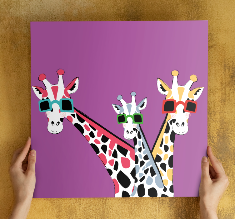 Funny giraffes with sunglasses modern canvas - TenStickers