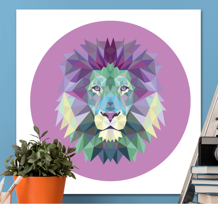 Geometric animal purple lion canvas prints - TenStickers