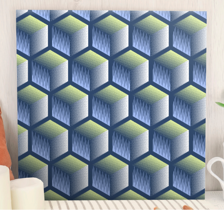 Geometric canvas hexagonal cube design - TenStickers