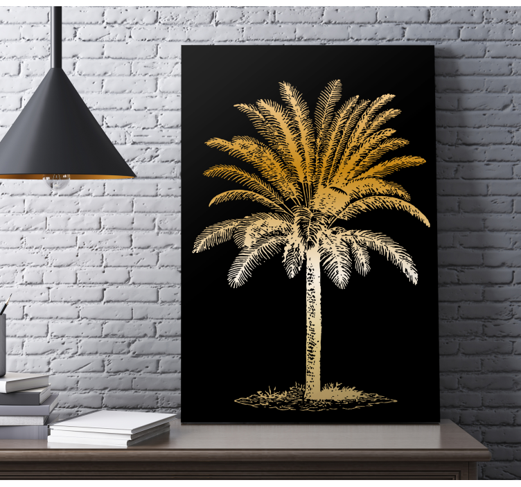 Gold palm tree canvas wall art for dining room - TenStickers