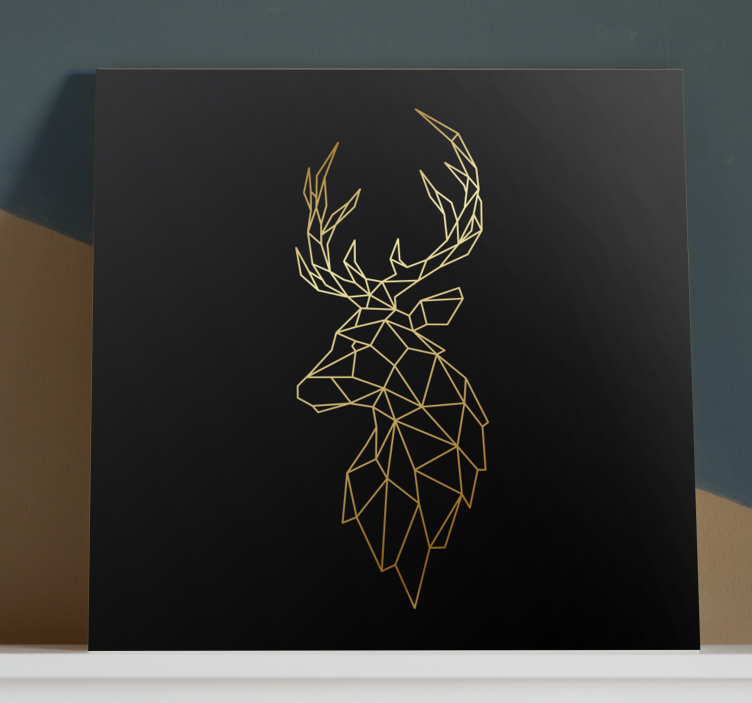 Golden origami deer Stag canvas - TenStickers