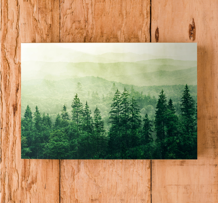 Green forest hill treetops landscape canvas - TenStickers