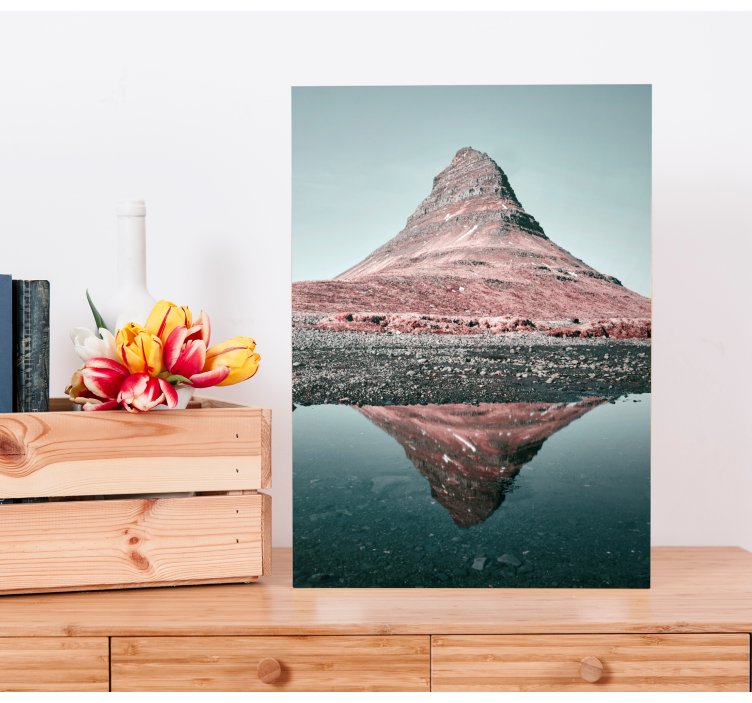Kirkjufell mountain reflection landscape canvas - TenStickers