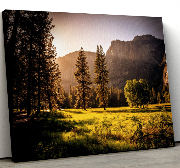 Landscape canvas golden sunlit forest - TenStickers