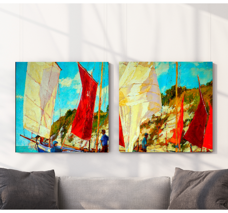 Landscape canvas sailing boats at sea - TenStickers