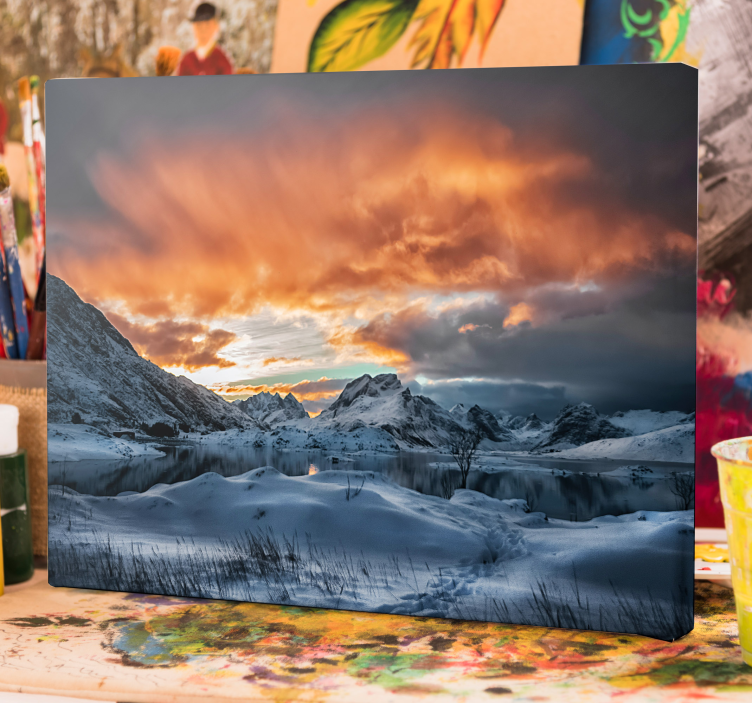 Landscape canvas snowy mountain sunset - TenStickers