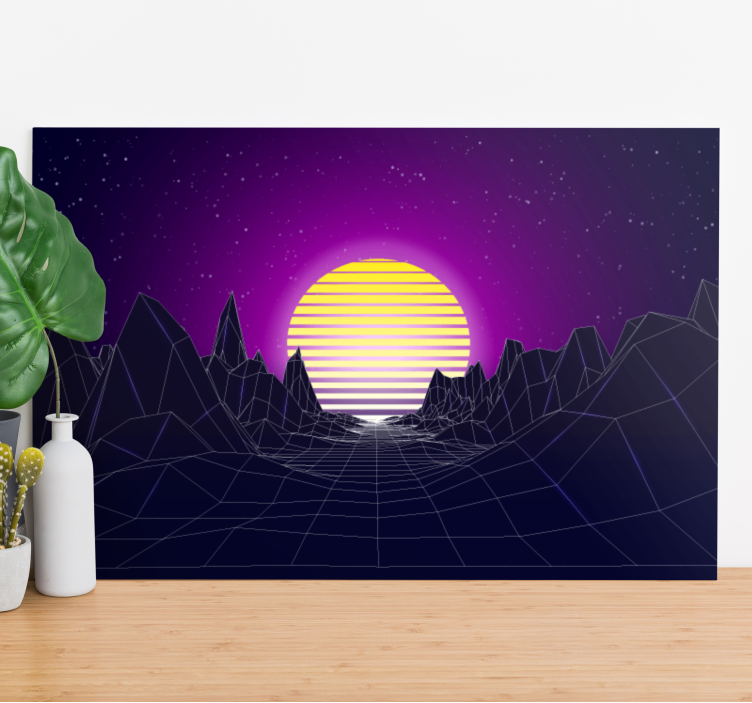 Modern canvas art geometric sunset landscape - TenStickers