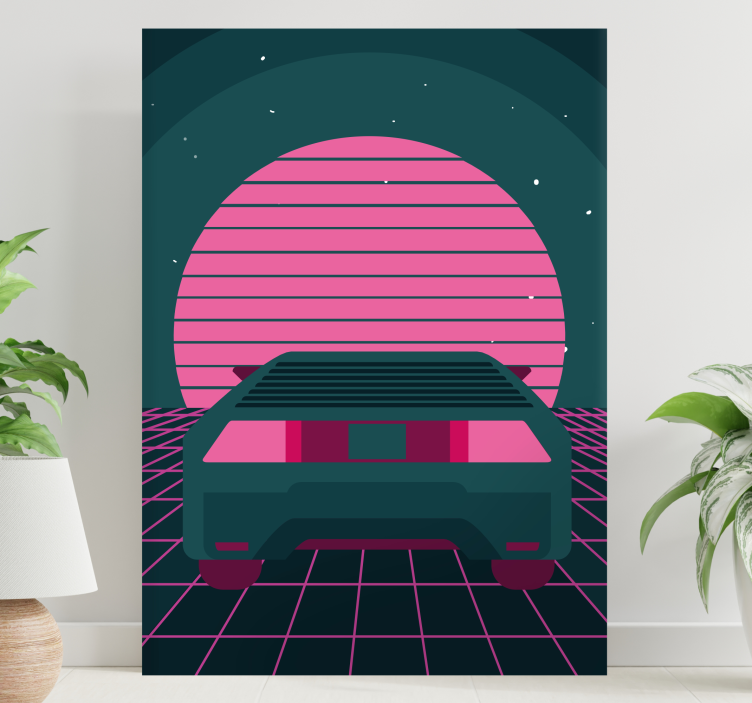Modern canvas art retro car landscape - TenStickers
