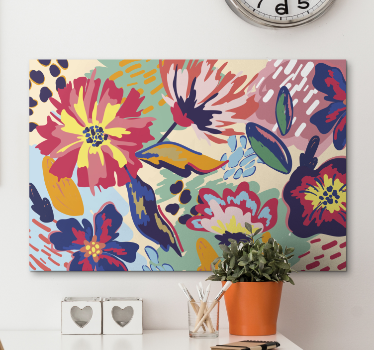Modern painted flower modern canvas wall art - TenStickers