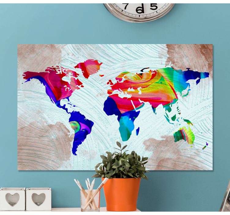 Multicolor artistic world map canvas - TenStickers