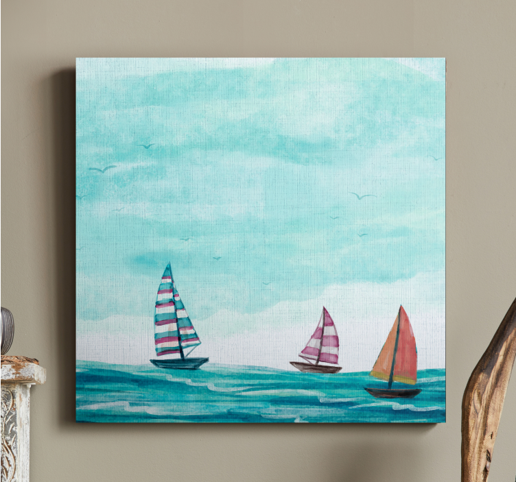 Nautical canvas art sailing boats on the ocean - TenStickers