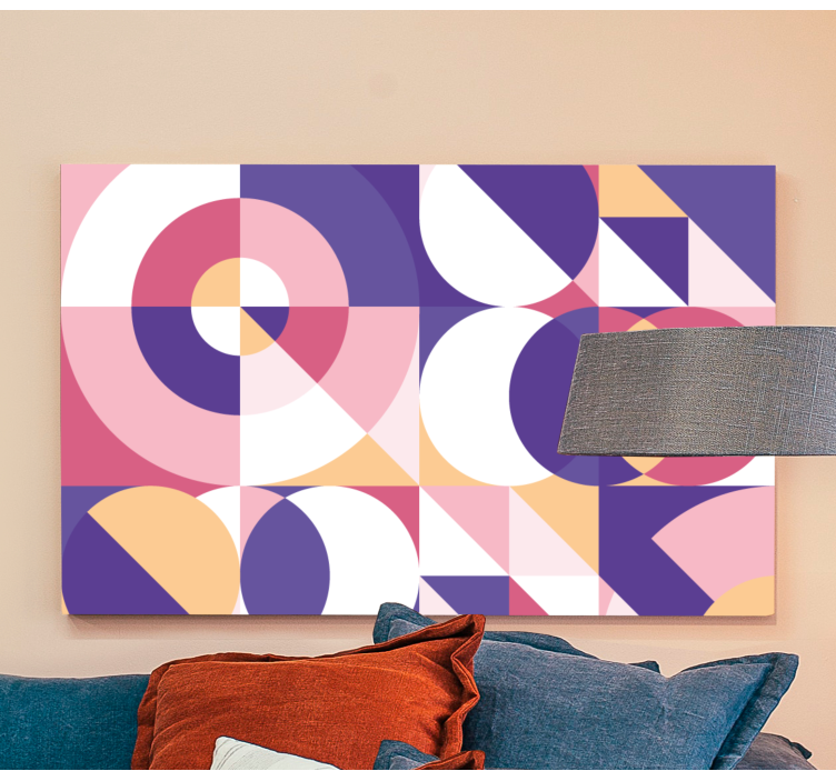 Purple circles and triangles geometric canvas - TenStickers