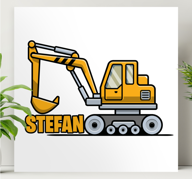 Quote canvas excavator machine artwork - TenStickers