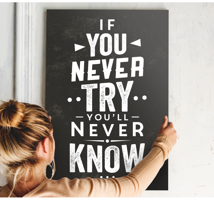 Quote never try never know motivational canvas - TenStickers