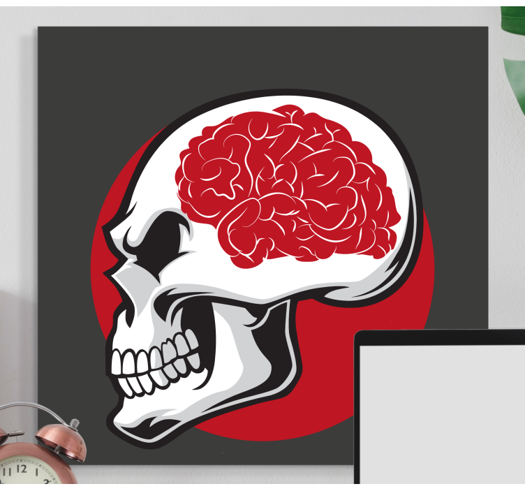 Red skull with brain modern canvas wall art - TenStickers