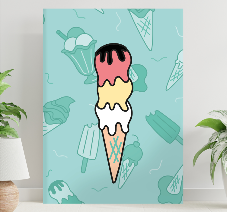 Rustic canvas wall art ice cream cone bliss - TenStickers