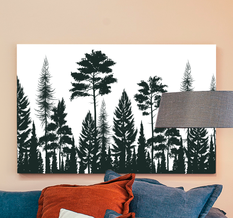 Silhouette of evergreens tree canvas wall art - TenStickers