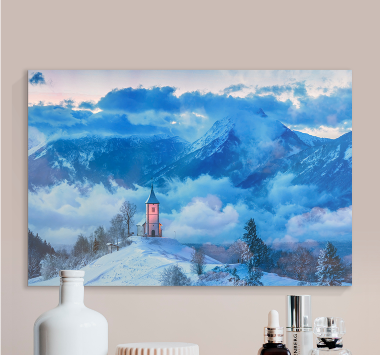 Snow mountain and fog landscape canvas - TenStickers