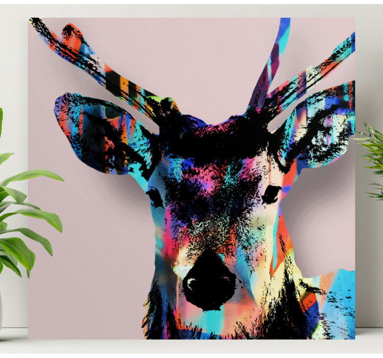 Stag canvas colorful stag head artwork - TenStickers