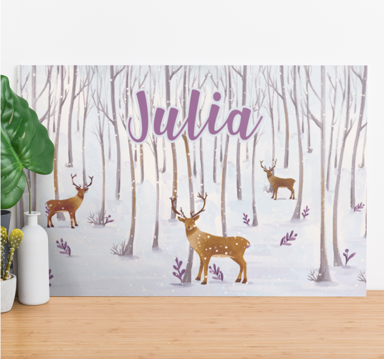 Stag canvas winter stag scene - TenStickers