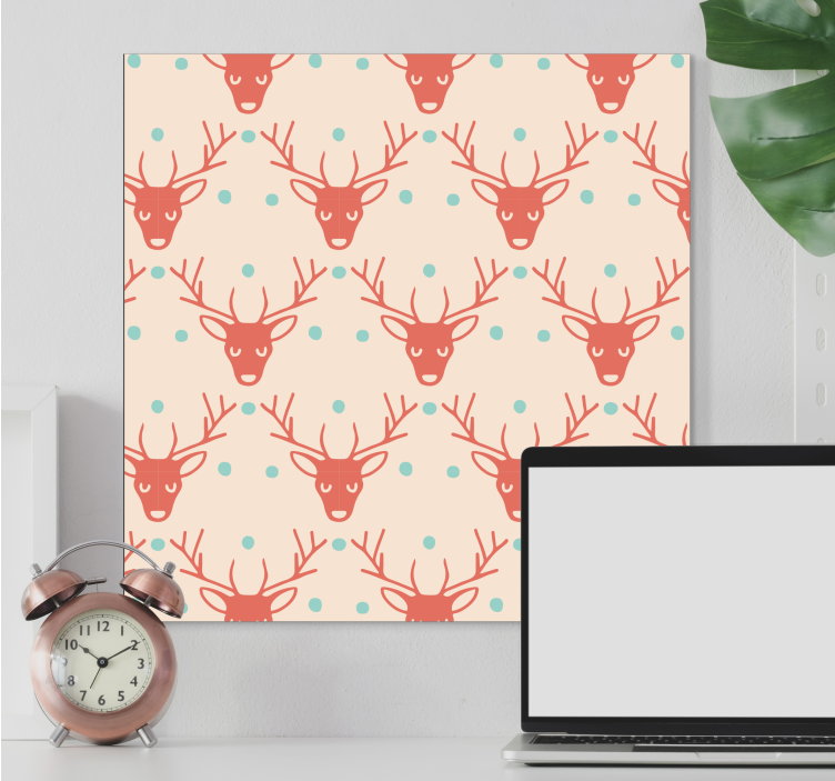Stag canvas with artistic stag heads - TenStickers