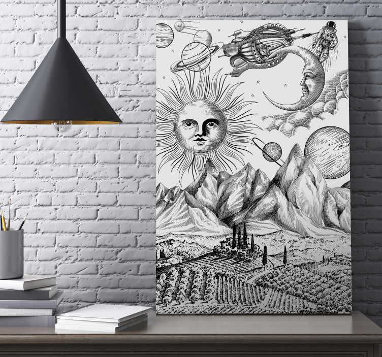 SUN AND PLANETS abstract wall art  1 - TenStickers