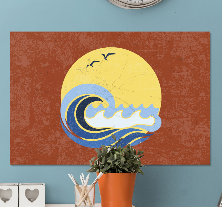 Sun, beach and wave 70's canvas prints - TenStickers