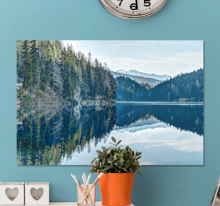 Tranquil lake reflection landscape canvas - TenStickers