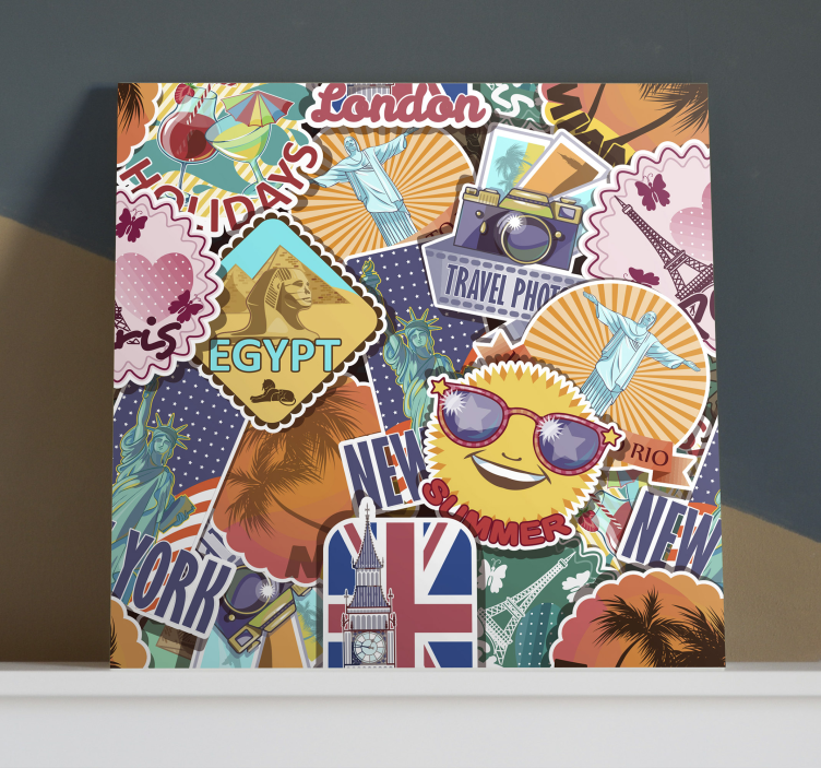 Travel design canva retro canvas art - TenStickers