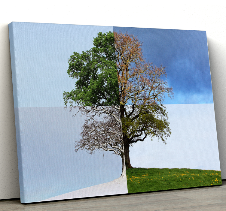 Tree canvas wall art seasonal tree contrast - TenStickers