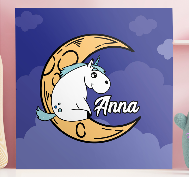 Unicorn pictures framed unicorn moon scene - TenStickers