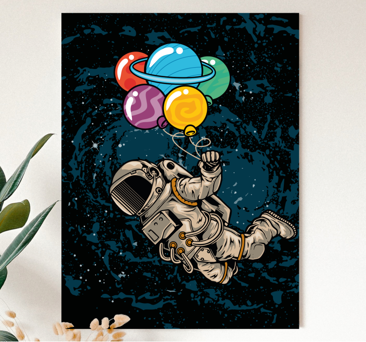 Video game canvas art astronaut with balloons - TenStickers