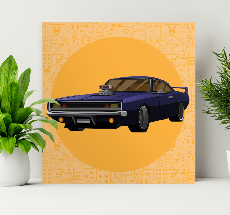 Video game canvas art classic muscle car - TenStickers