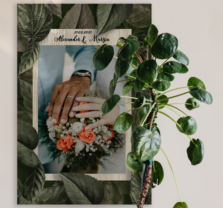 Wedding Hands and Bouquet people canvas - TenStickers