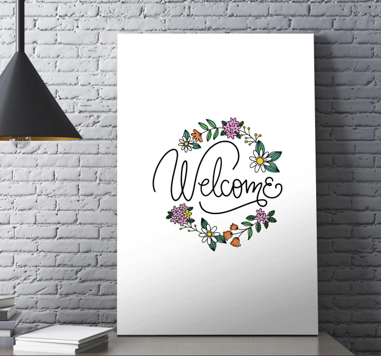 Welcome Flower Entrance hall canvas art - TenStickers