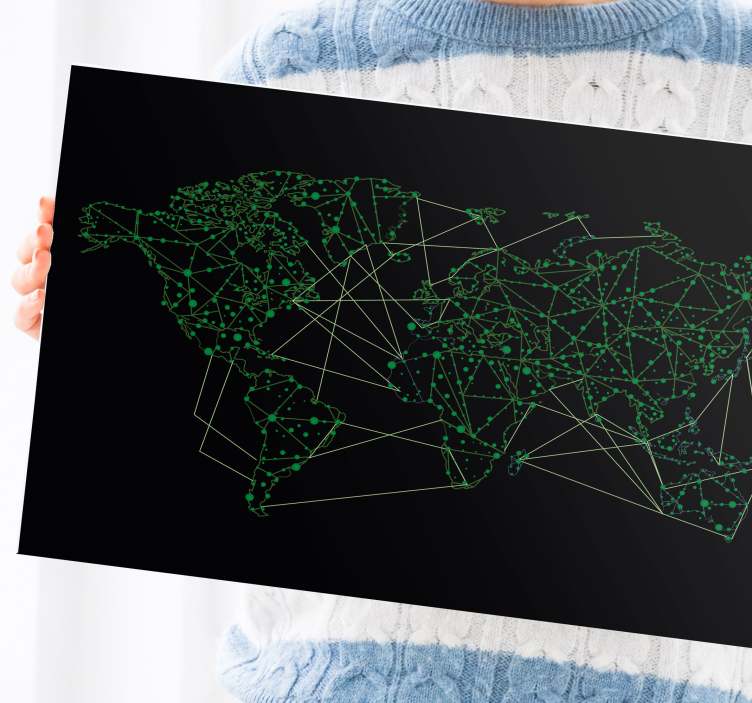 World map wall art network connectivity illustration - TenStickers