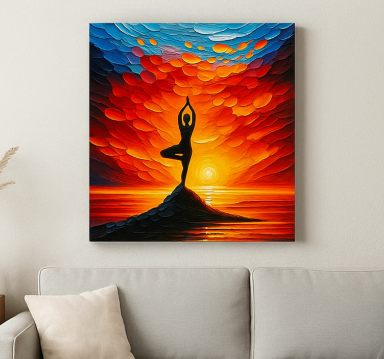 Yoga mosaic with sun sports canvas art - TenStickers