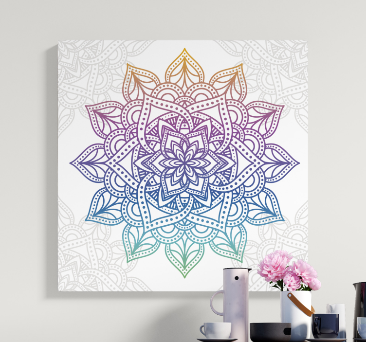 Zen canvas art intricate botanical mandala - TenStickers