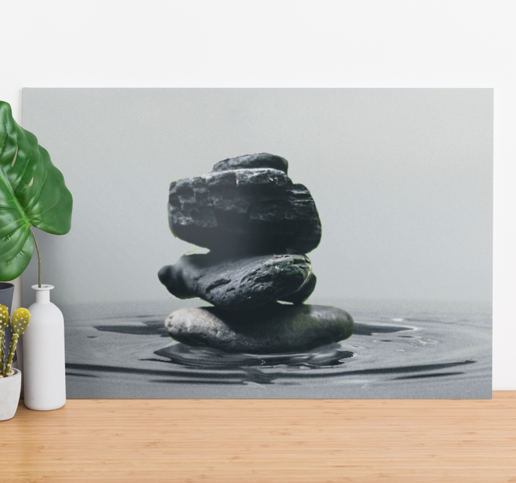 Zen canvas art of balanced stone stacks - TenStickers